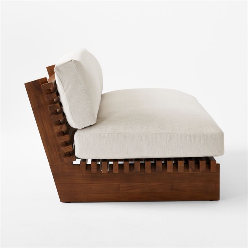 Taiko 76" Stained Teak Outdoor Loveseat With Sunbrella® Cushions - Image 3