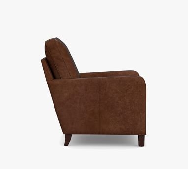 Tyler Leather Curved Armchair, Down Blend Wrapped Cushions, Statesville Molasses - Image 2