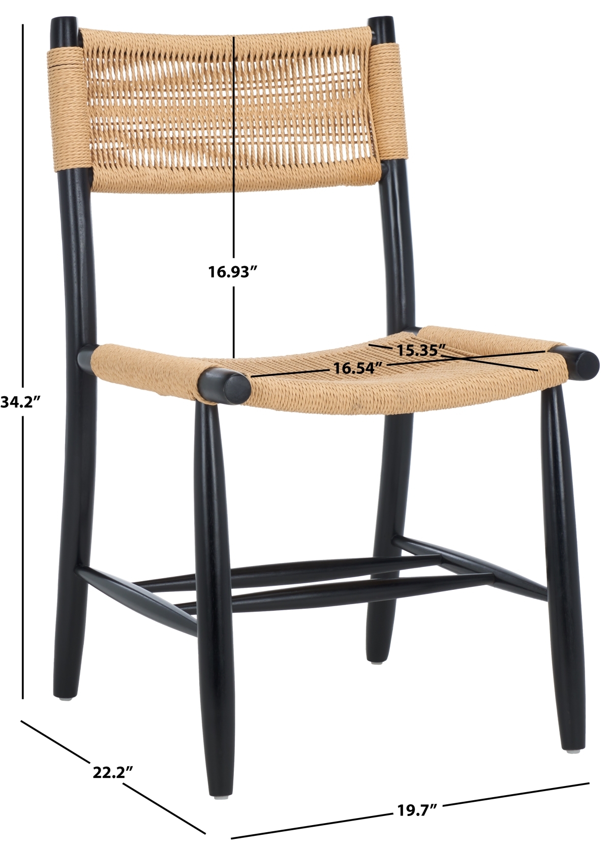 Masha Rope Dining Chair - Natural / Black - Safavieh - Image 8
