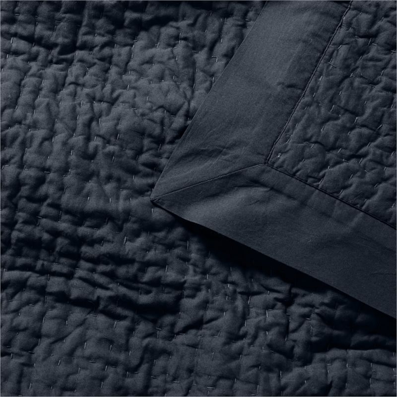Celeste Organic Cotton Midnight Navy Standard Bed Pillow Sham - Image 3