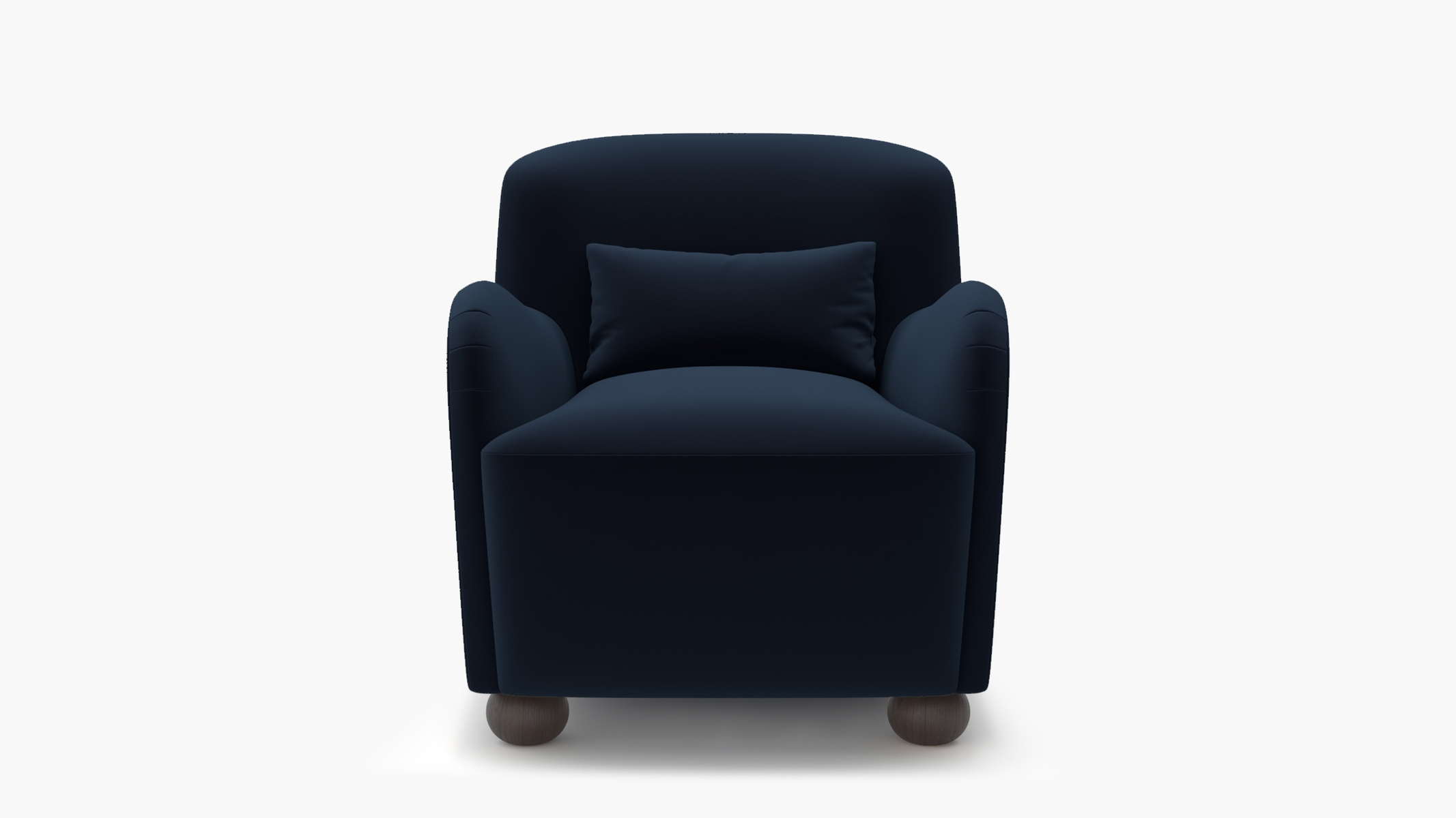 Club Chair, Navy Performance Velvet, Espresso Bun Foot - Image 0