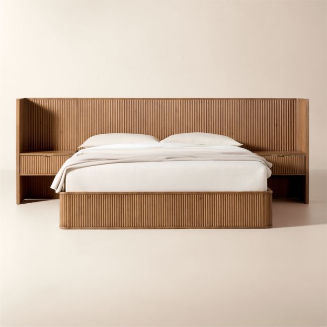 Davison Fluted Wood King Bed with Nightstands - Image 0