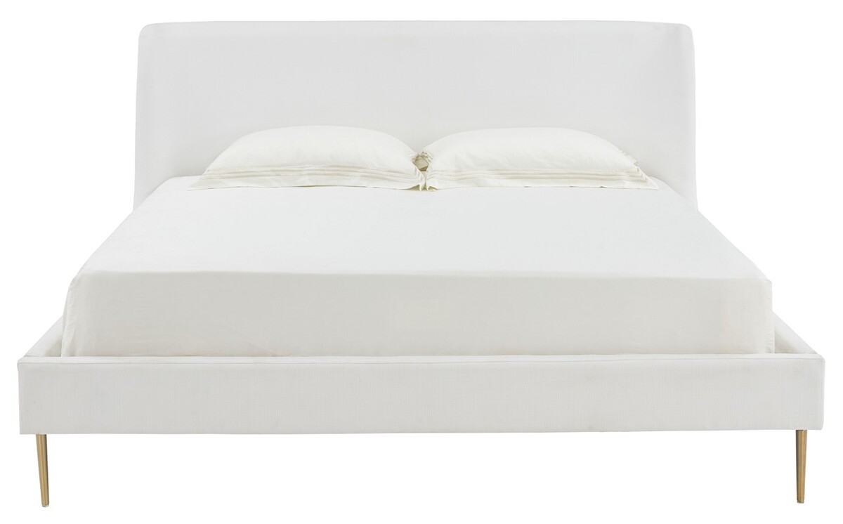 JaIndonesiaen Upholstered King Bed - White/Gold - Image 0