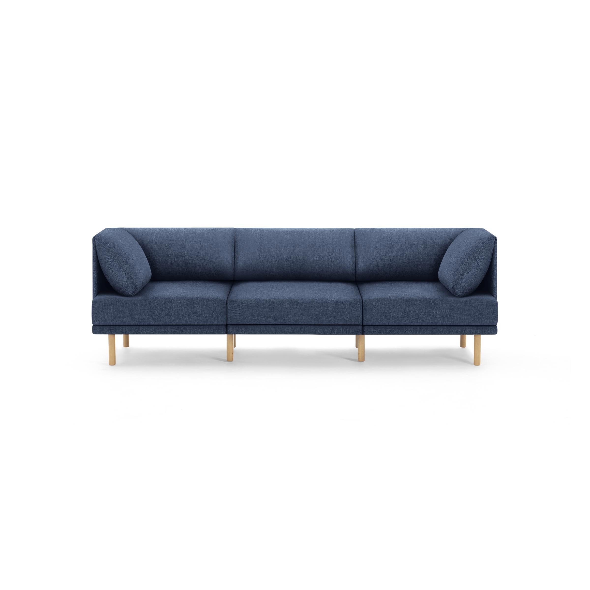 Range 3-Piece Sofa - Navy Blue - Performance Basketweave / Oak - Wood - Image 0