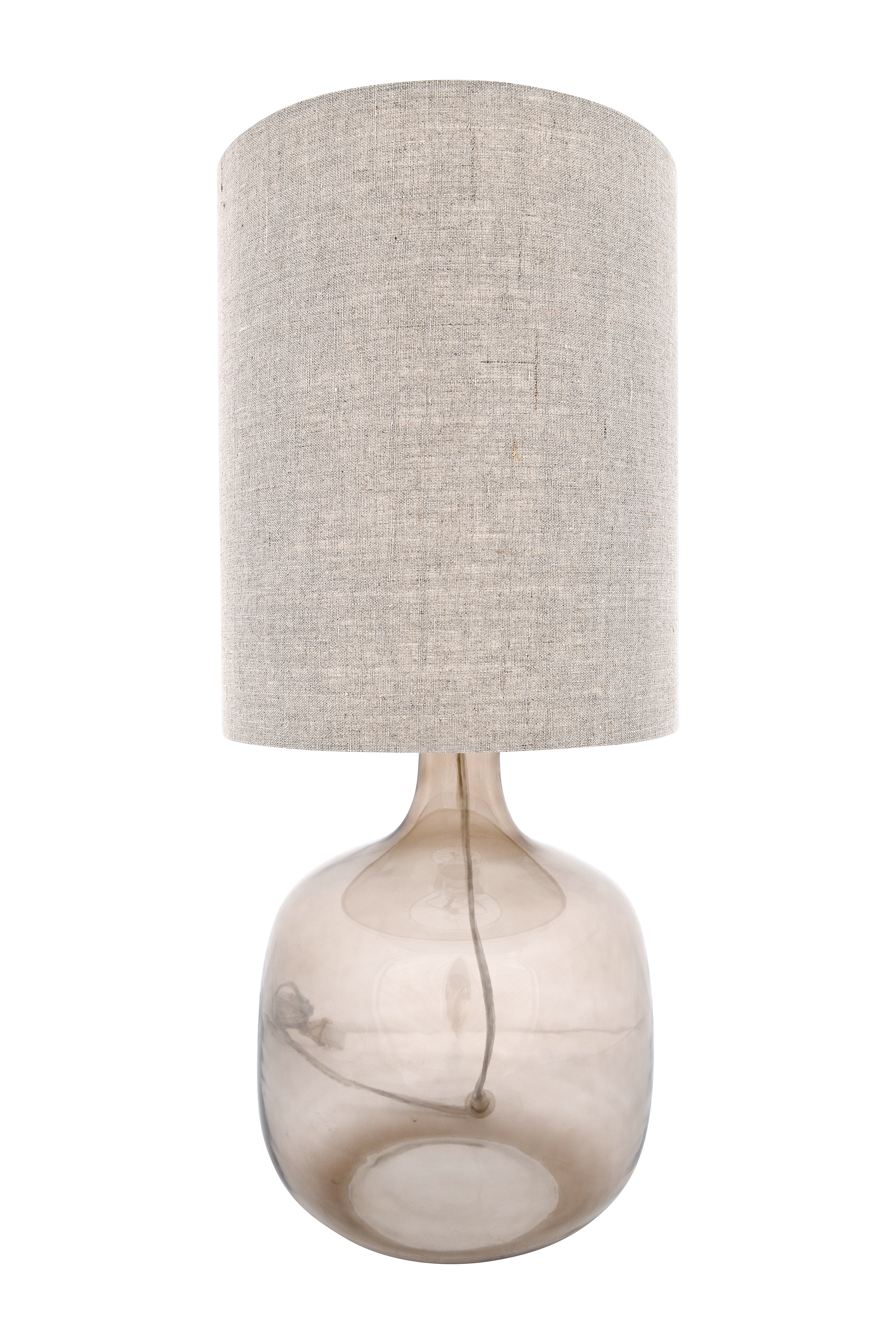 Transparent Glass Table Lamp with Cotton Shade - Image 0