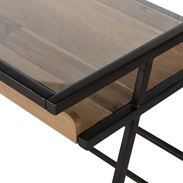 Mixed Wood & Glass Desk, Honey & Gunmetal - Image 3