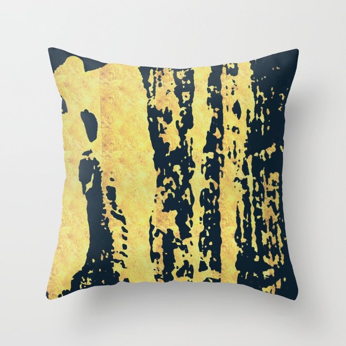 Conquer: A Bold, Pretty Abstract Piece In Gold And Midnight Blue Throw Pillow by Alyssa Hamilton Art - Cover (24" x 24") With Pillow Insert - Indoor Pillow - Image 0