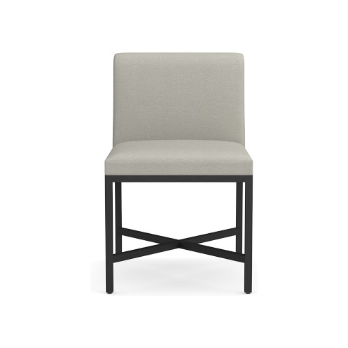 Navarro Dining Side Chair, Standard Chair, Performance Slub Weave, Light Gray, Bronze - Image 0