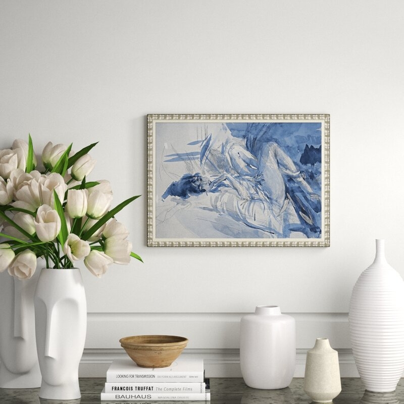 Soicher Marin 'Nude in Blue' by Charlotte Moss - Picture Frame Painting on Paper - Image 0