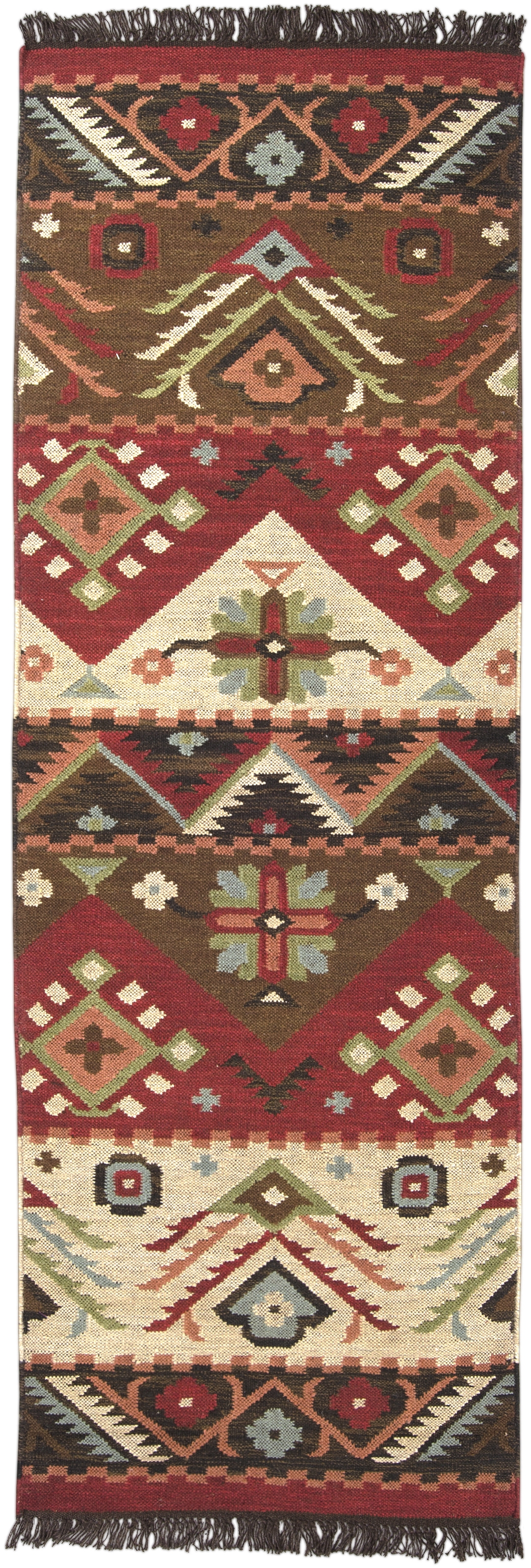 Jewel Tone Brown Indoor 2'6" x 8' Handmade Rug - Image 0