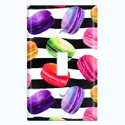 Metal Light Switch Plate Outlet Cover (Colorful Macaron Treat Stripes  - Single Toggle) - Image 0