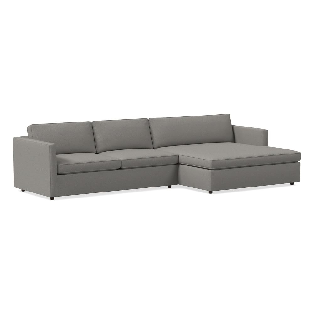 Harris 134" Right Multi Seat Double Wide Chaise Sectional, Standard Depth, Chenille Tweed, Silver - Image 0