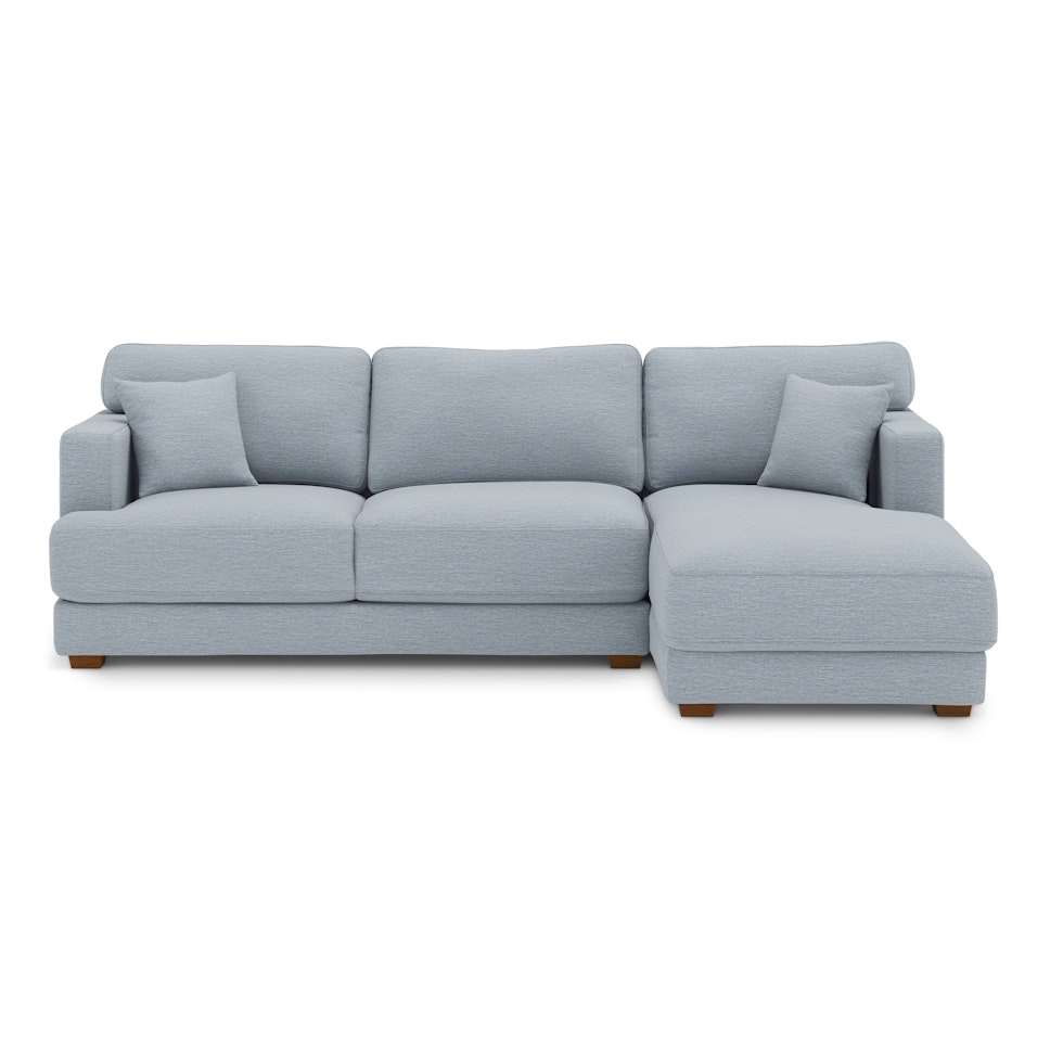 Dawn 100" Right Sectional - Silver Light Blue - Image 1