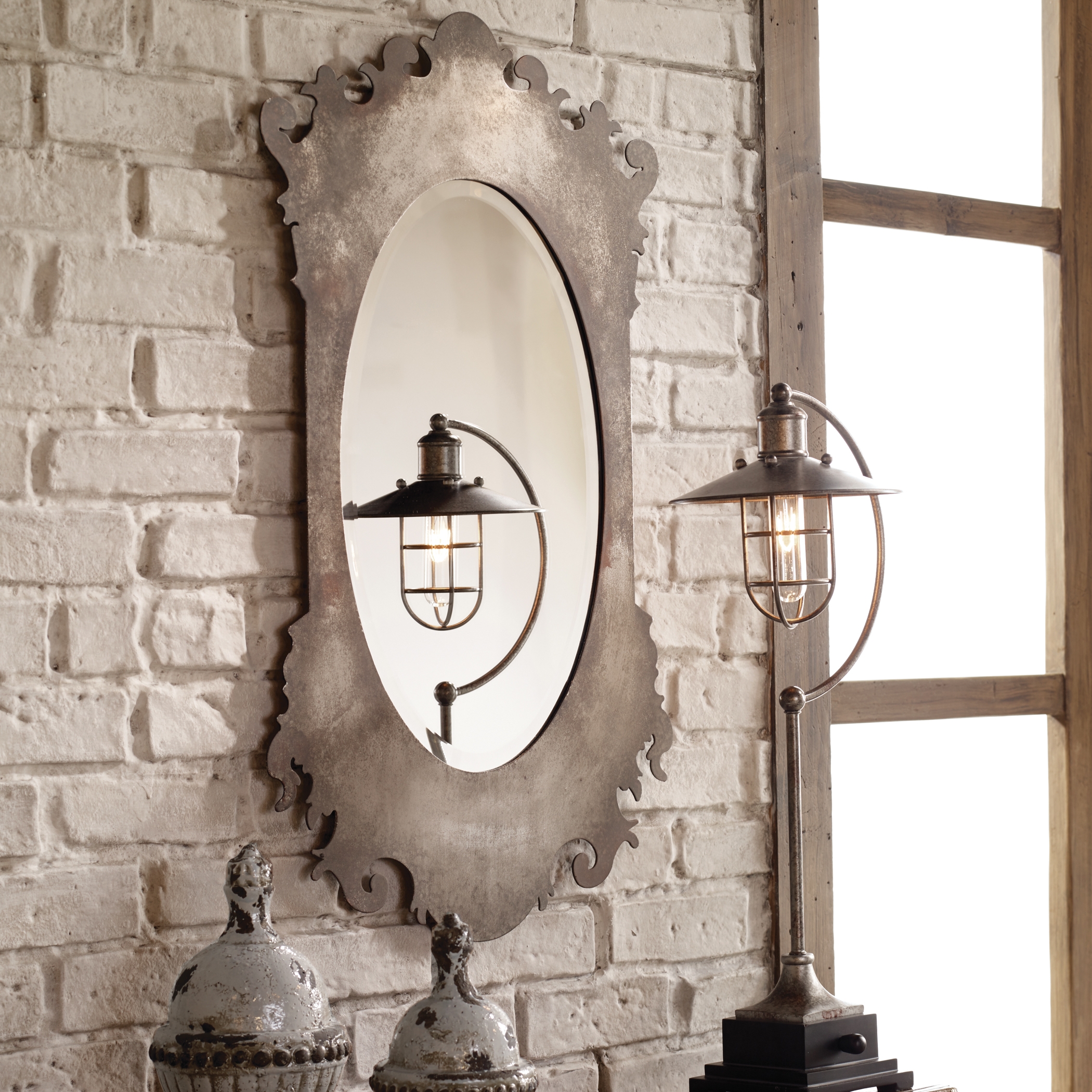 Vitravo Oxidized Silver Oval Mirror - Image 0