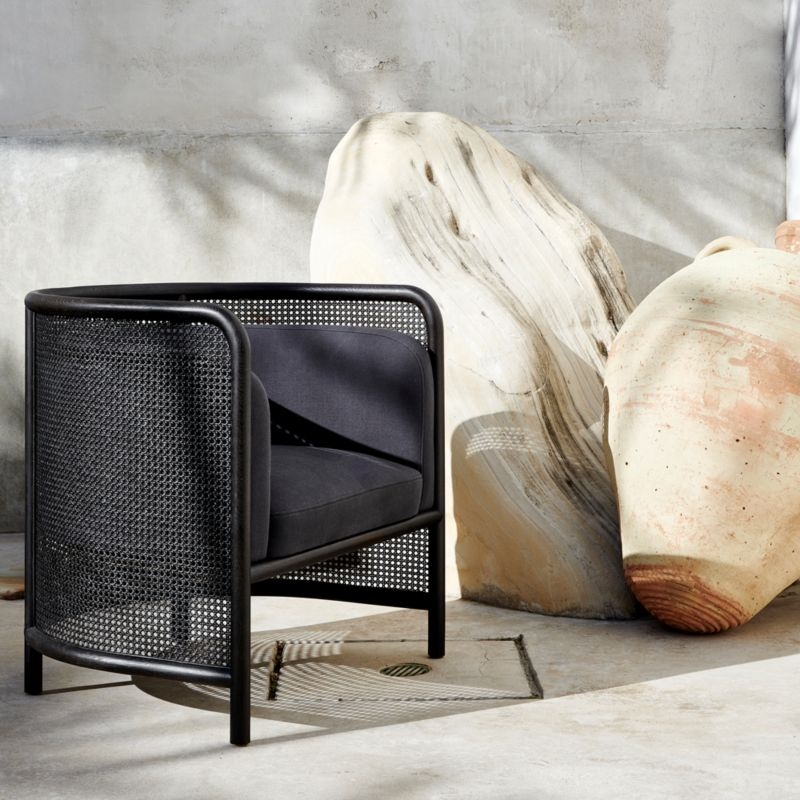 Fields Cane Back Charcoal Accent Chair (restock early july) - Image 2