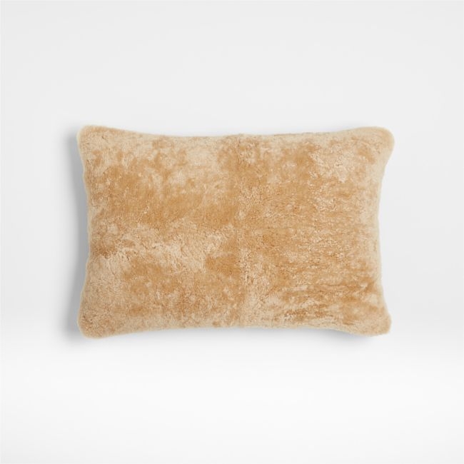 Malmo Shearling 22"x15" Camel Tan Lumbar Pillow with Feather Insert - Image 0