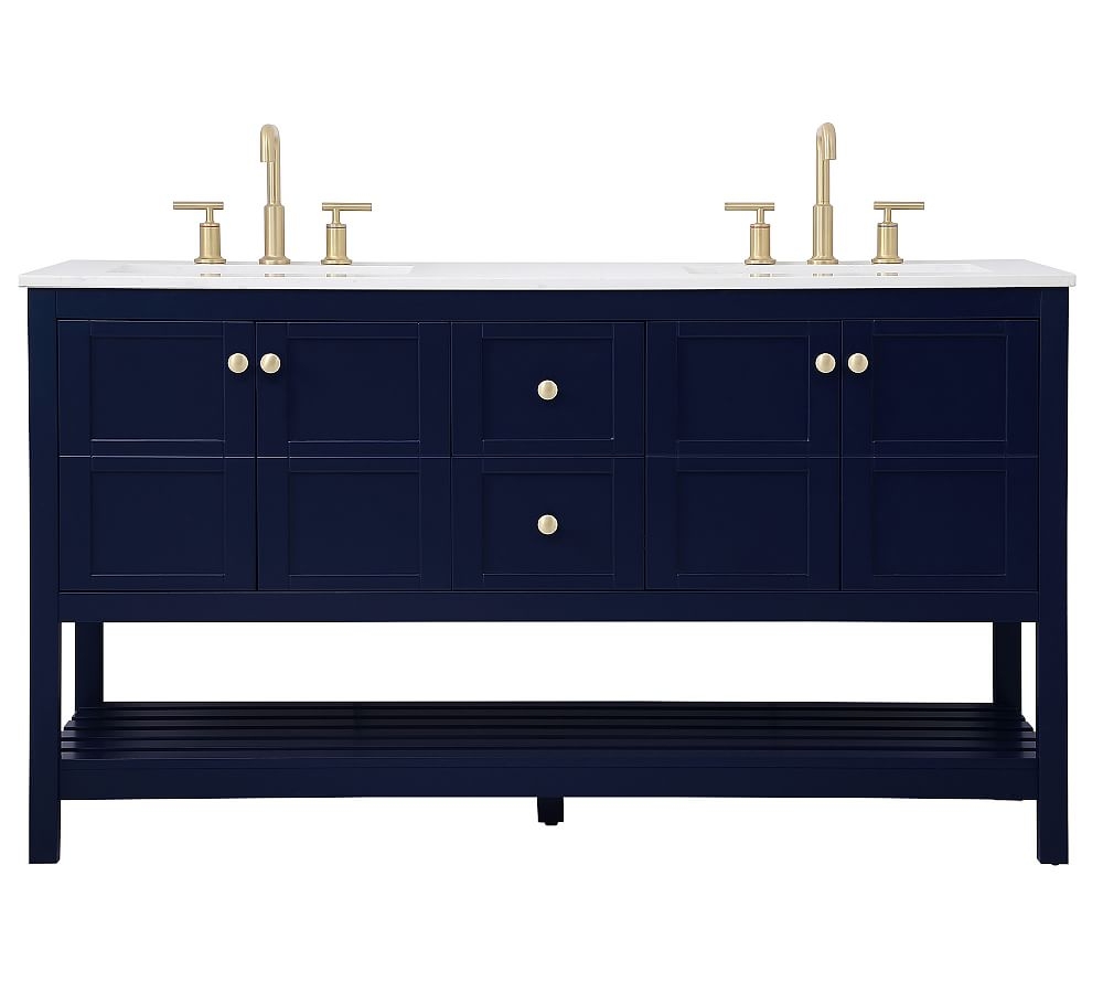 Reeves 60" Double Sink Vanity, Blue - Image 0