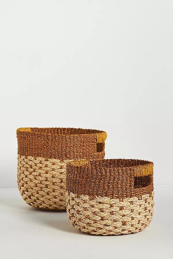 Louis Woven Hemp Round Baskets, Set of 2 - Image 0