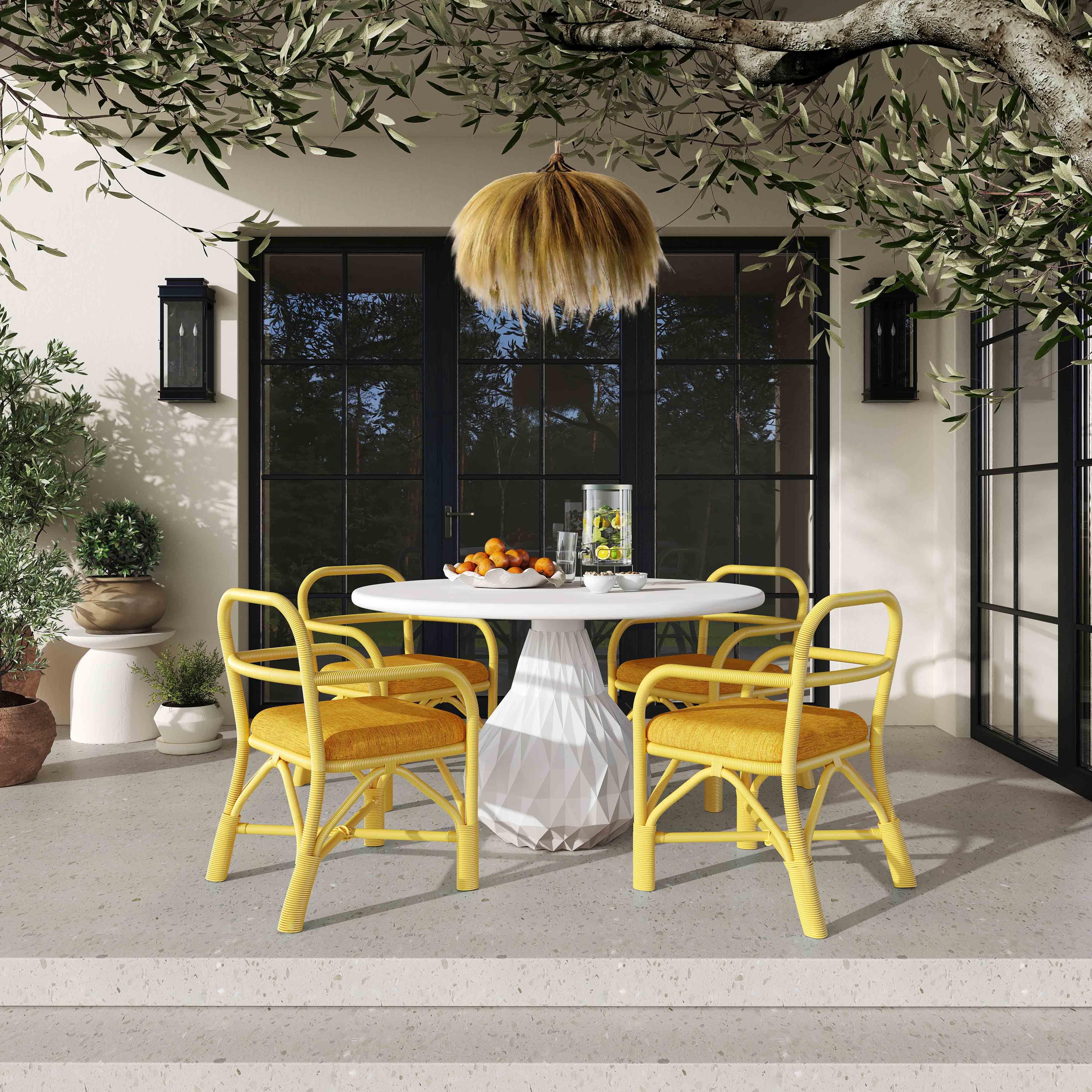 Ginny Yellow Rattan Dining Chair - Image 1