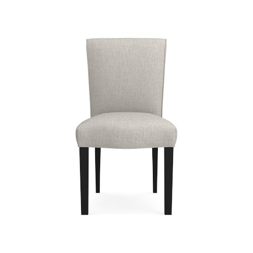 Fitzgerald Dining Side Chair, Standard Cushion, Perennials Performance Melange Weave, Oyster, Ebony Leg - Image 0