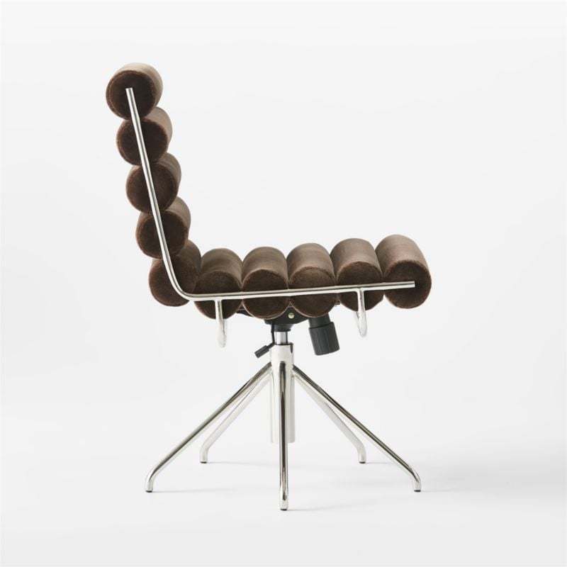 Martos Chocolate Faux Mohair Office Chair - Image 3