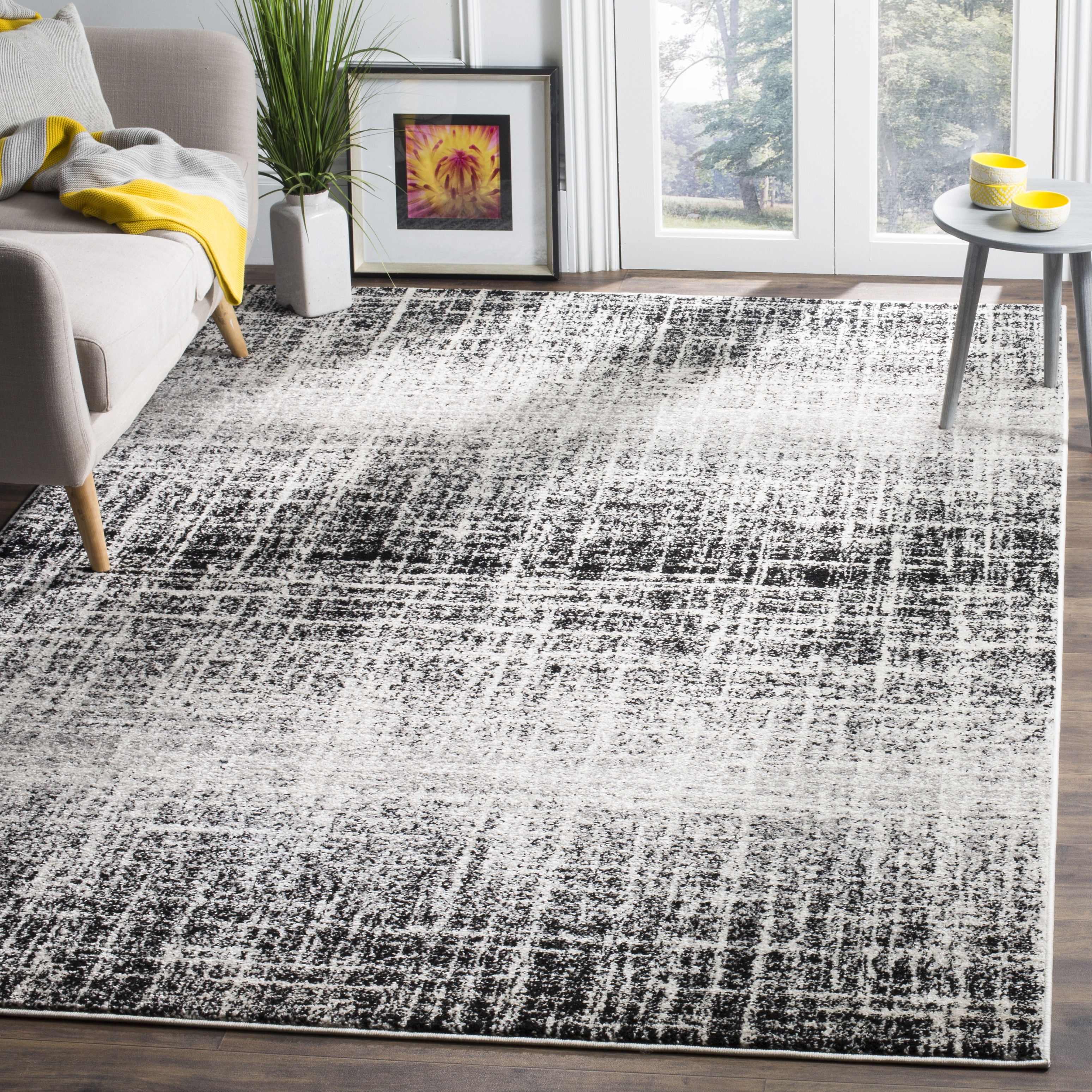 Arlo Home Woven Area Rug, ADR116B, Ivory/Black,  6' X 9' - Image 1