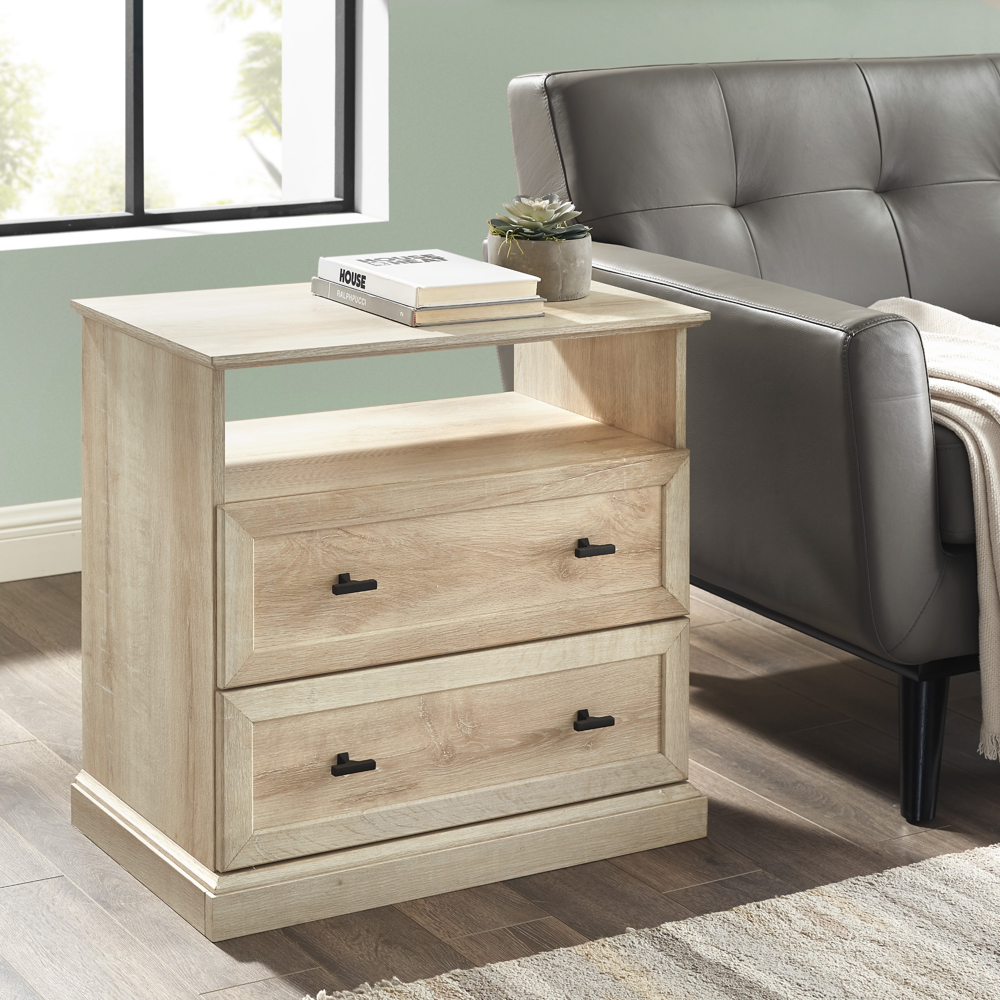 Classic 2 Drawer Nightstand - White Oak - Image 4