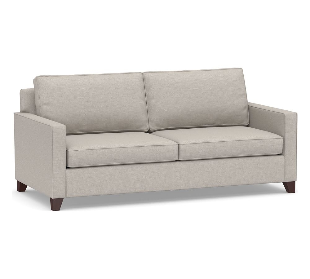 Cameron Square Arm Upholstered Deep Seat Sofa 2-Seater 85", Polyester Wrapped Cushions, Chunky Basketweave Stone - Image 0