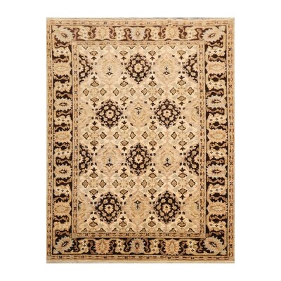 One-of-a-Kind Hand-Knotted Peshawar Beige 4' x 5' Wool Area Rug - Image 0