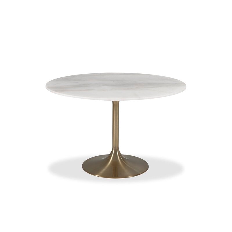 OROA Telma Pedestal Dining Table Base Color: Brass, Size: 47.24" L x 47.24" W - Image 0