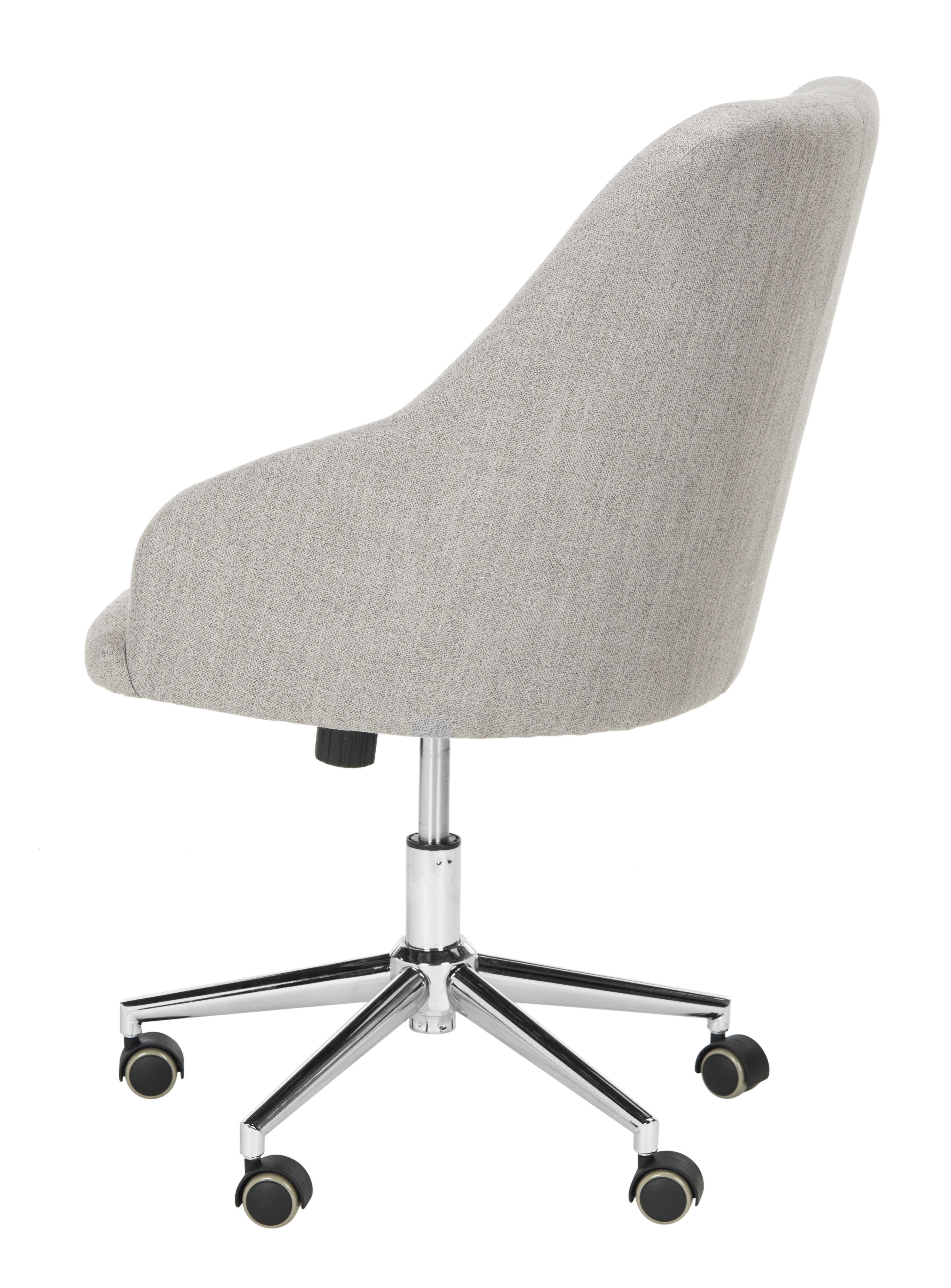 Evelynn Tufted Linen Chrome Leg Swivel Office Chair - Grey/Chrome - Safavieh - Image 3