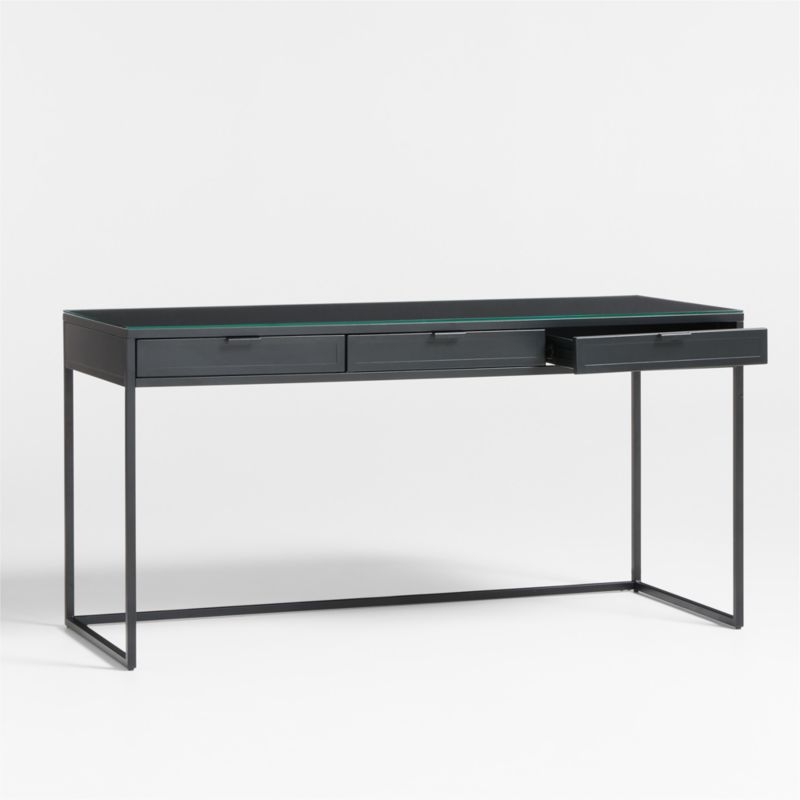 Casement 60" Black Metal Desk with Glass Top - Image 6