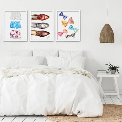 Colorful Mens Closet by Claire Thompson - 3 Piece Painting Print Set on Paper - Image 0