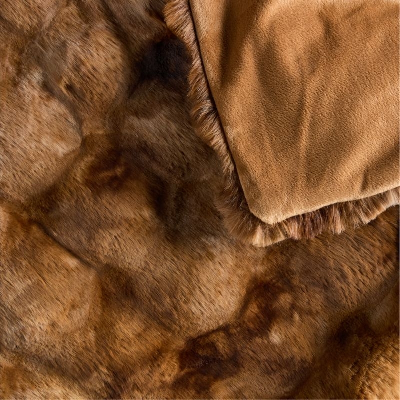 Textured Faux Fur 70"x55" Maple Brown Throw Blanket - Image 4