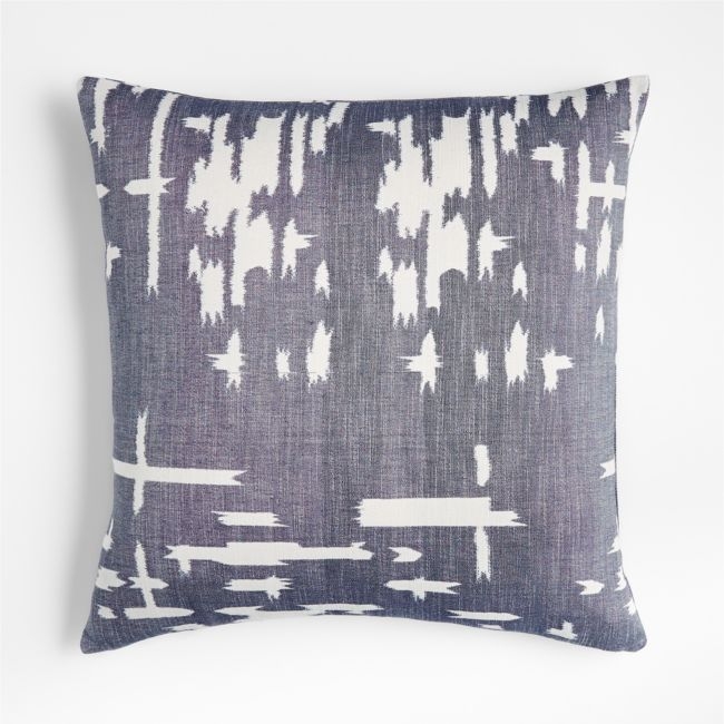 Taza Pillow Cover with Down-Alternative Insert, Ikat Blue, 23" x 23" - Image 0
