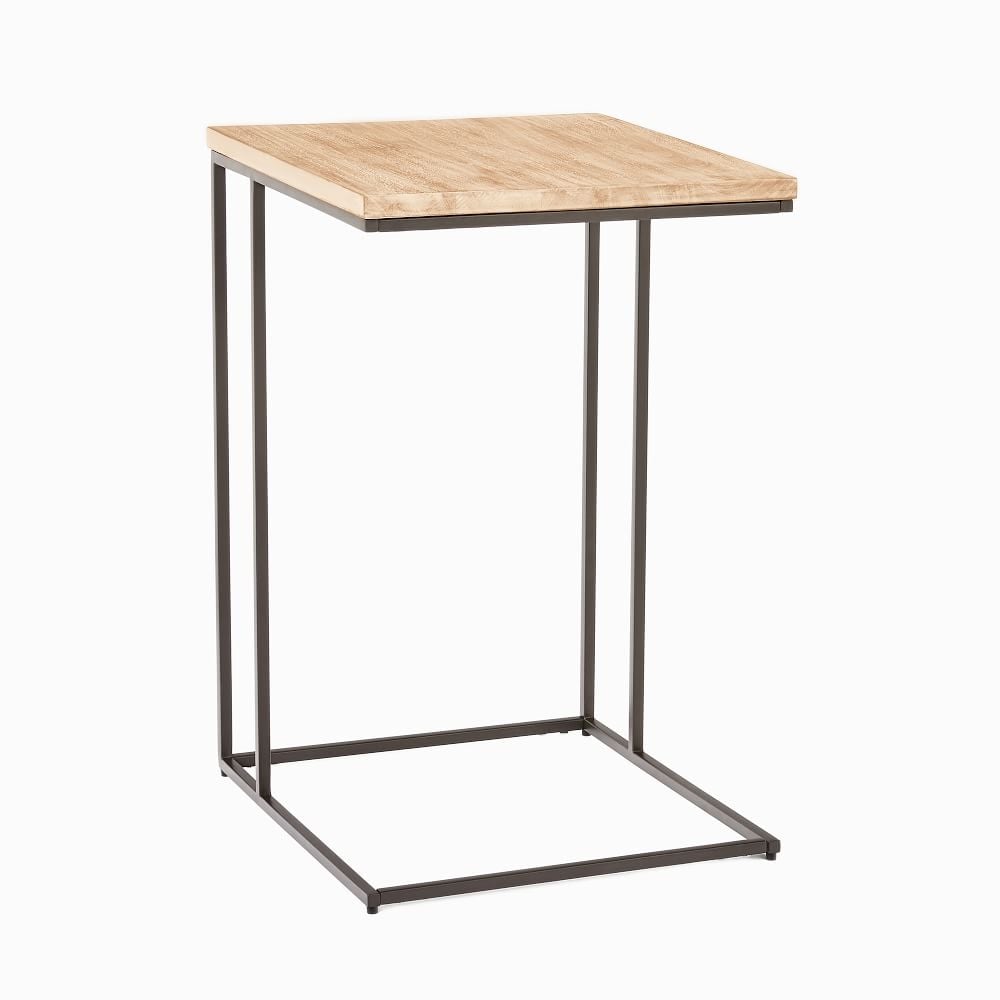 Streamline 16" C-Side Table, Cerused White, Dark Bronze - Image 0