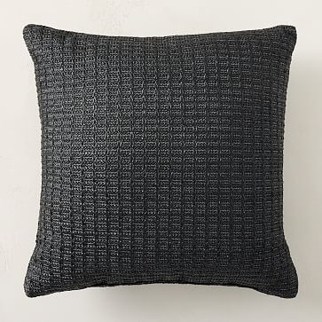 Faux Jute Indoor/Outdoor Pillow, Black, 20"x20" - Image 0