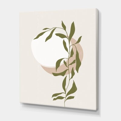 FDP35643_Abstract Sun And Moon With Green Leaf III - Modern Canvas Wall Art Print - Image 0
