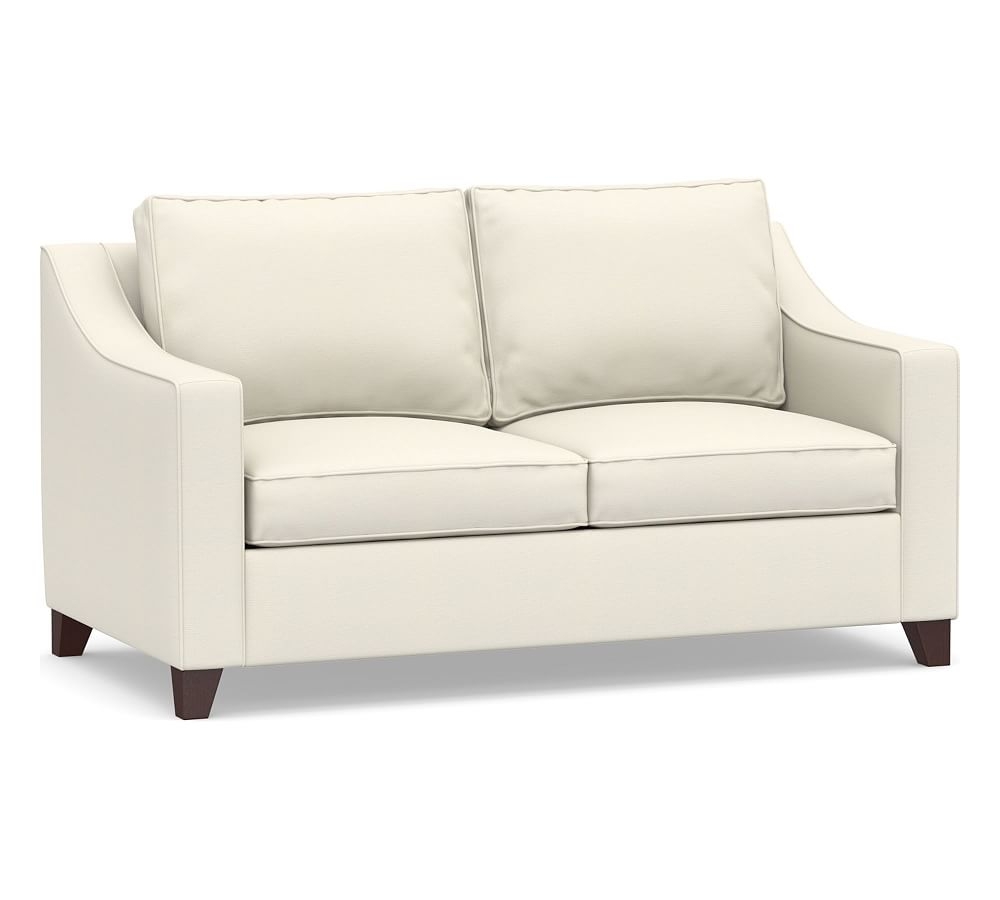 Cameron Slope Arm Upholstered Full Sleeper Sofa, Polyester Wrapped Cushions, Textured Twill Ivory - Image 0