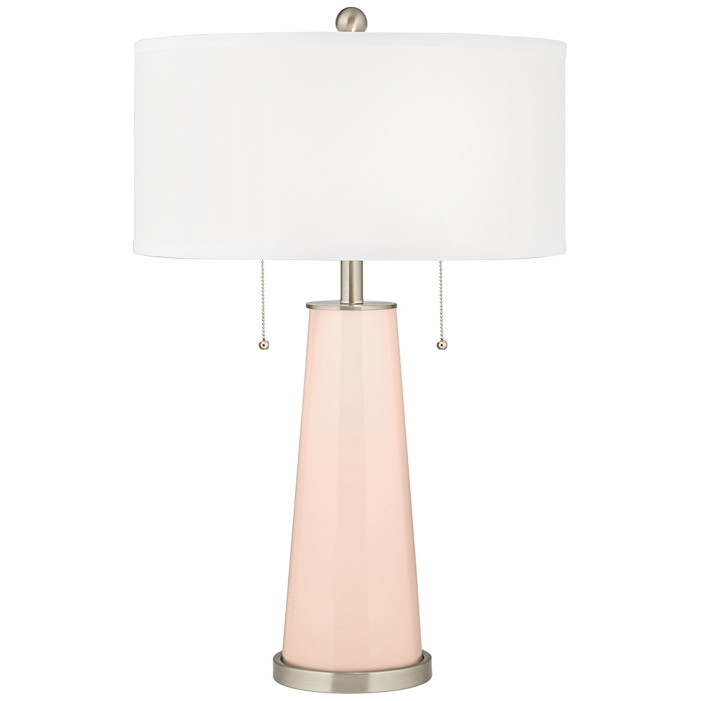 Color Plus Peggy 29 3/4" Linen Pink Glass Table Lamp - Image 0
