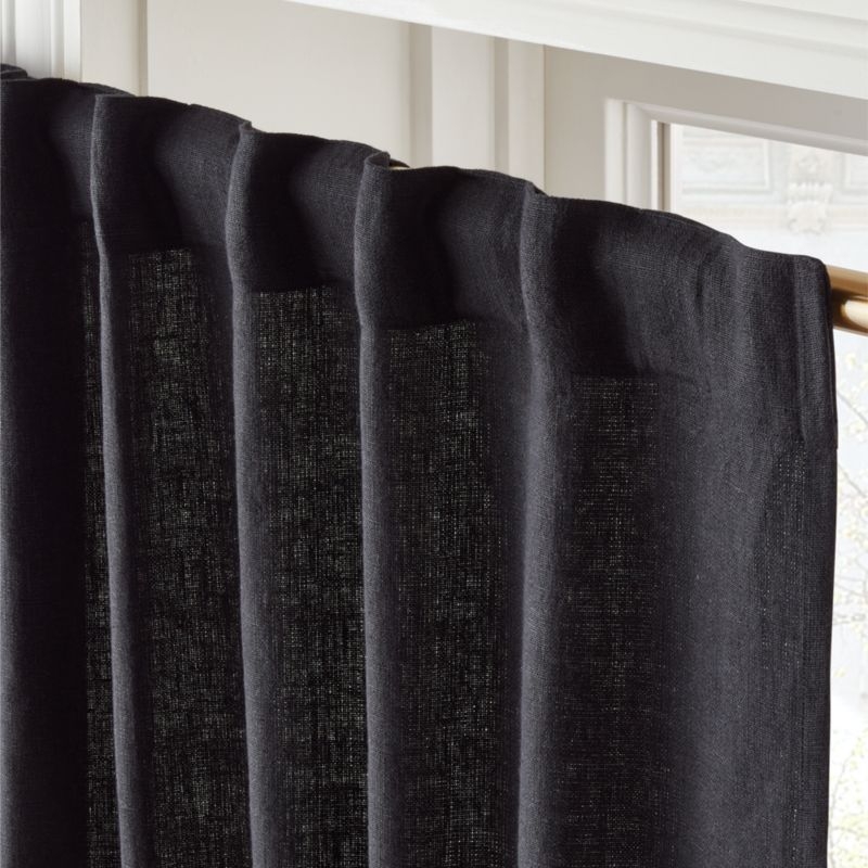 Heavyweight Black Linen Window Curtain Panel 48''x96'' - Image 3