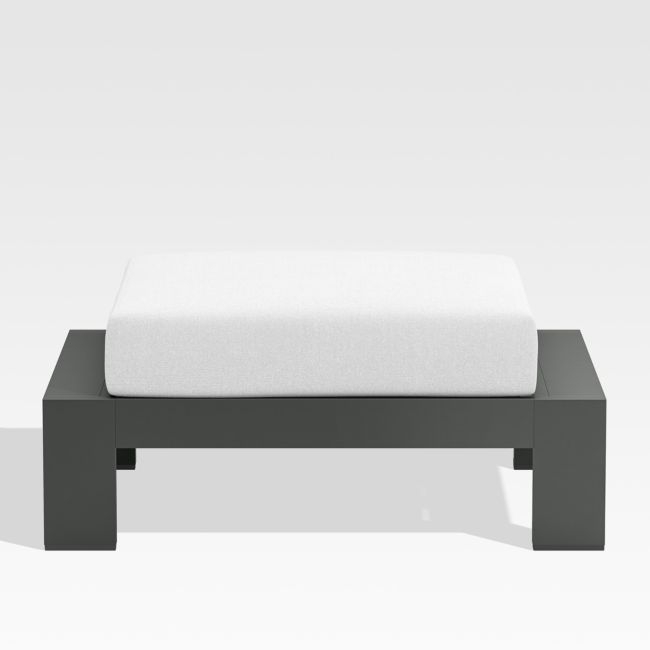 Walker Metal Outdoor Ottoman with Canvas White Sunbrella ® Cushions - Image 0