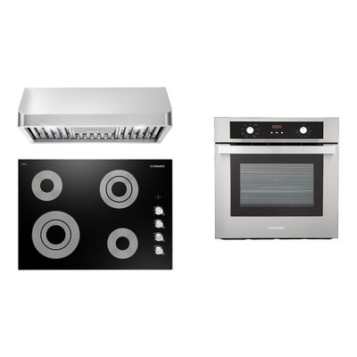 3 Piece Kitchen Package With 30" Electric Cooktop 30" Under Cabinet Range Hood 24" Single Electric Wall Oven - Image 0