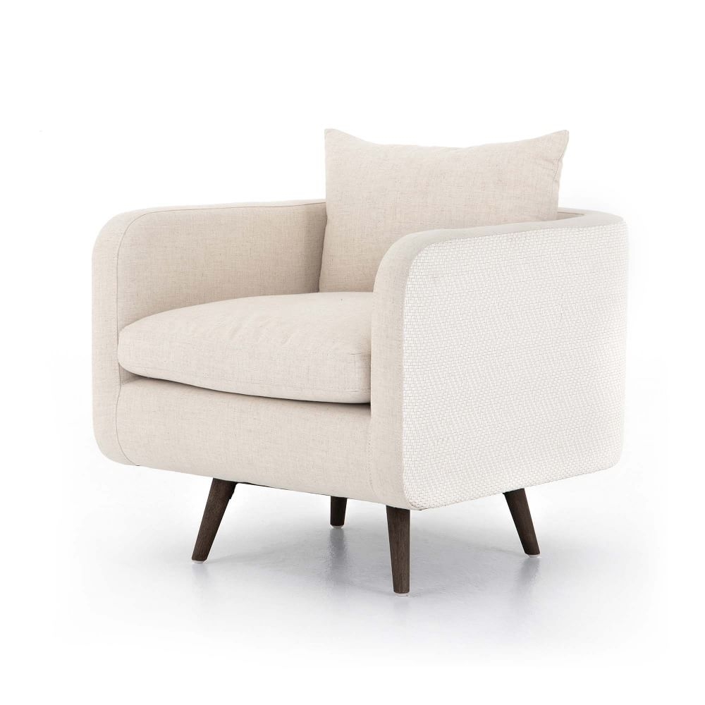 Rounded Back Swivel Chair, Clover Beige - Image 0