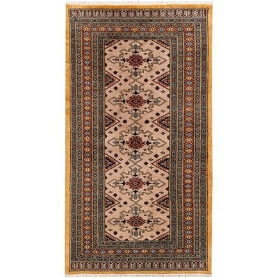 One-of-a-Kind Hand-Knotted New Age 3' x 5'6" Wool Area Rug in Tan - Image 0