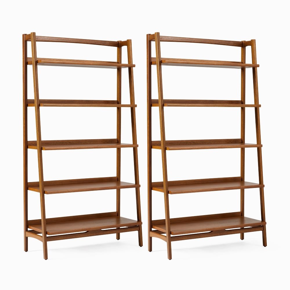 Mid-Century Collection, Open Shelf Bookcase, Wide, Acorn, Set of 2 - Image 0