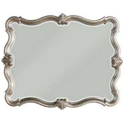 Mirror With Scalloped Wooden Frame And Crown Accents, Champagne Gold - Image 0