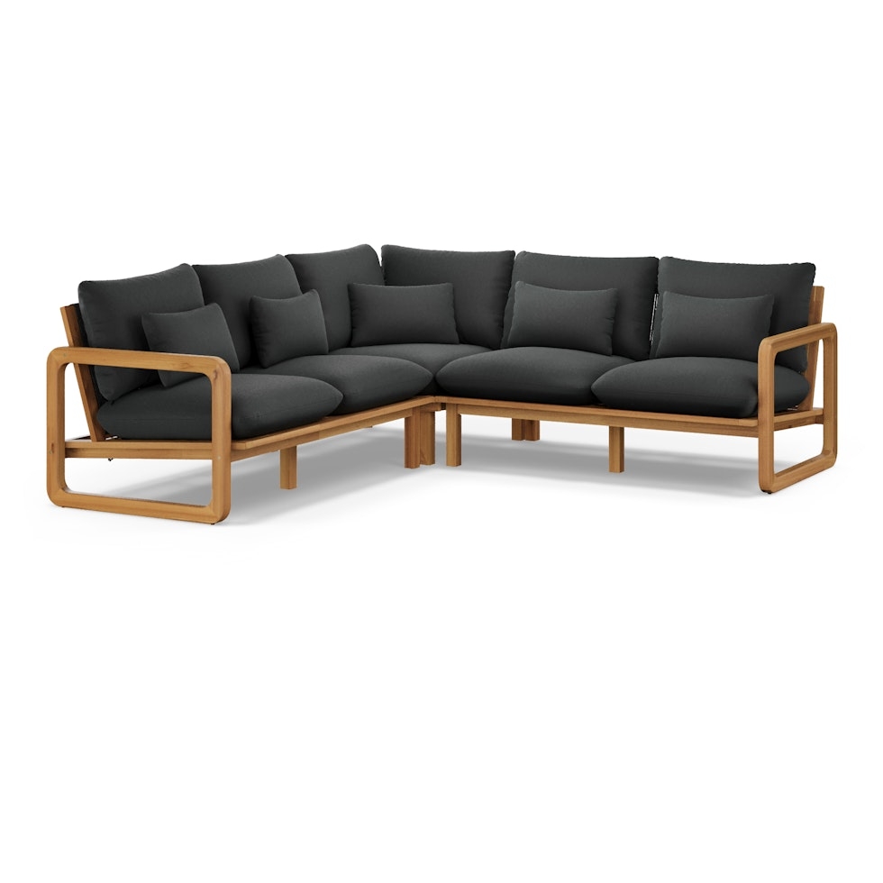 Laholm 94" Outdoor Corner Sectional - Dravite Black - Image 1