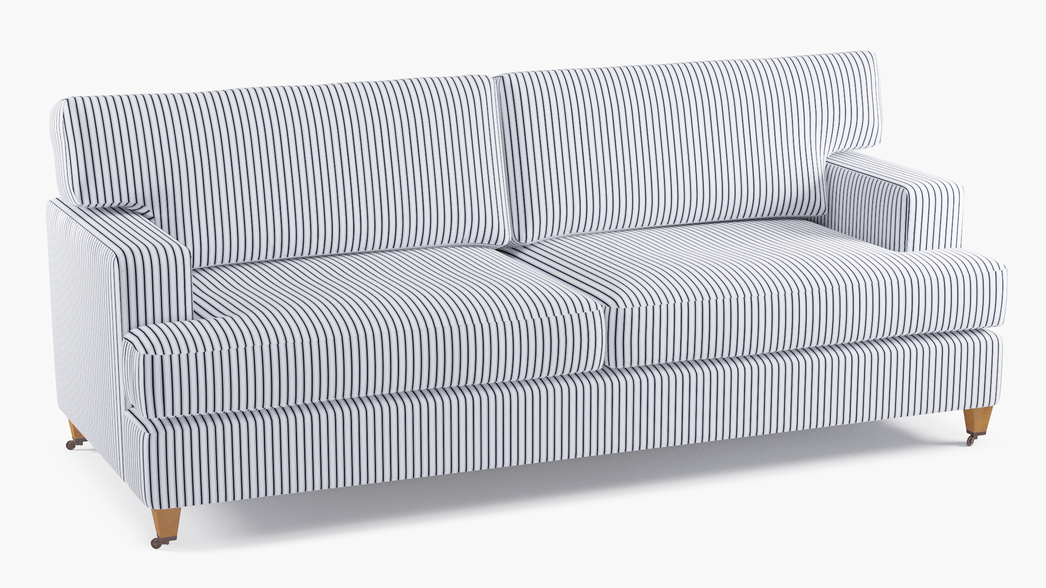 Classic Sofa, Navy Classic Ticking Stripe, Oak - Image 1