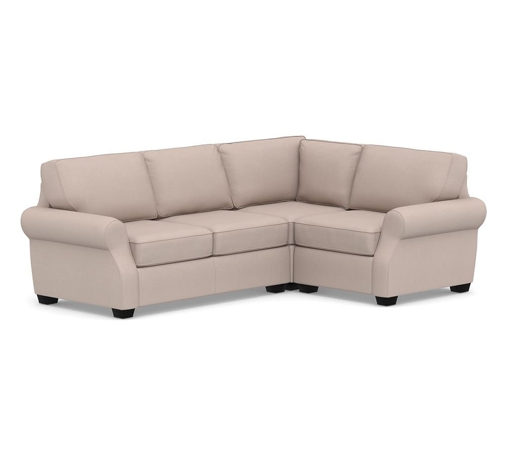 SoMa Fremont Roll Arm Upholstered Left Arm 3-Piece Corner Sectional, Polyester Wrapped Cushions, Performance Heathered Tweed Desert - Image 0